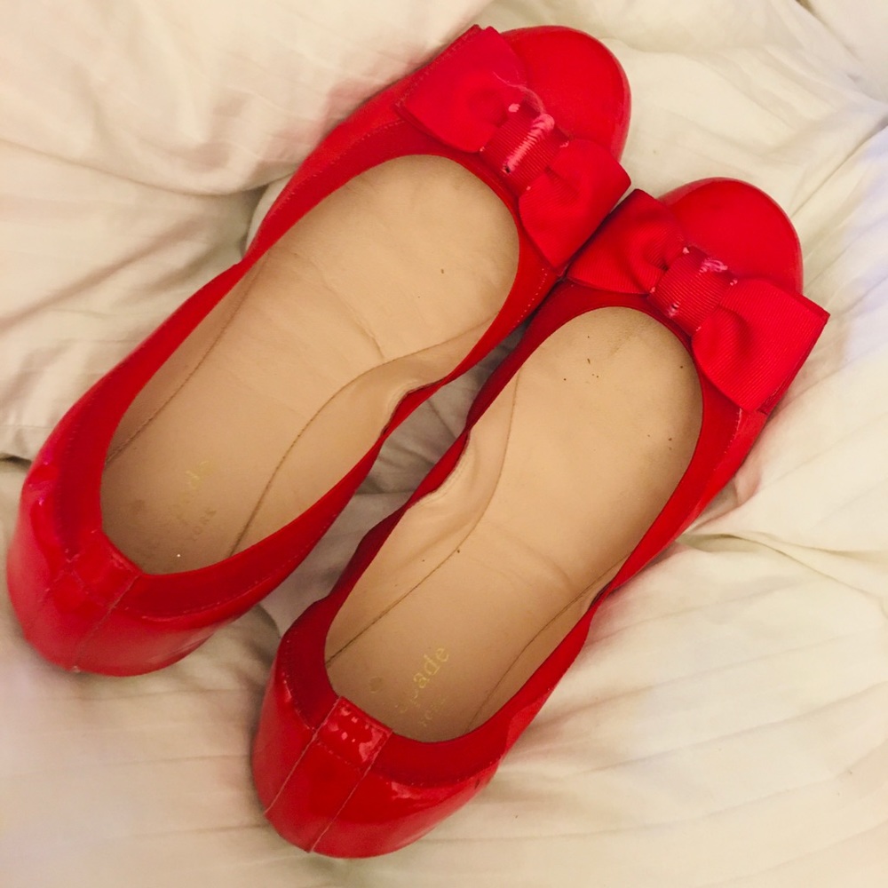 Kate Spade Patent Red Flats Shoes